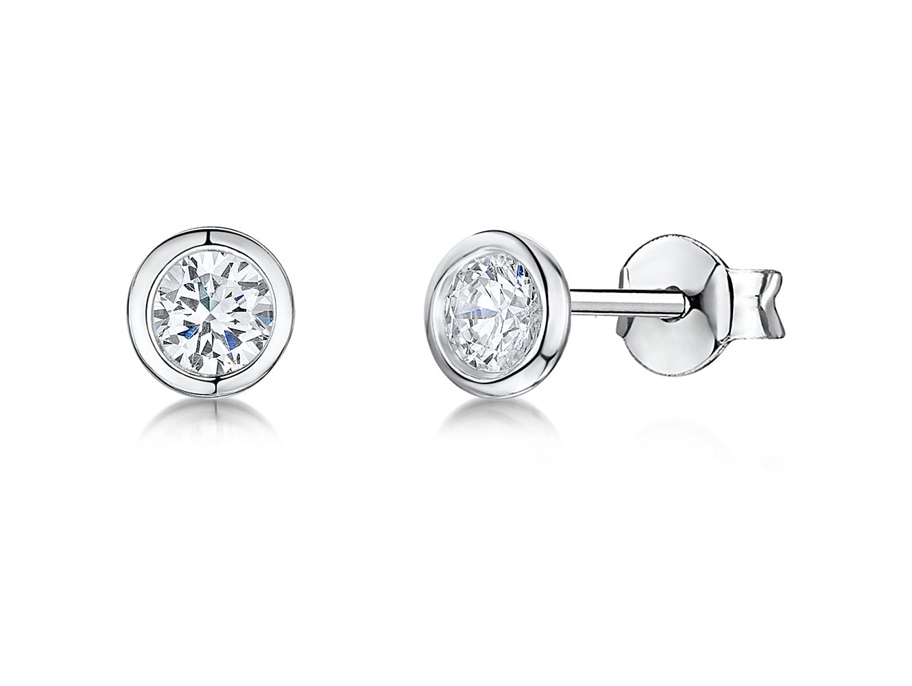 Sterling Silver Small 1/4 Carat  Rubover Stud Earrings