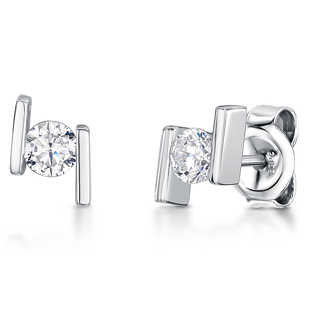 Sterling Silver Offset Bar Earrings