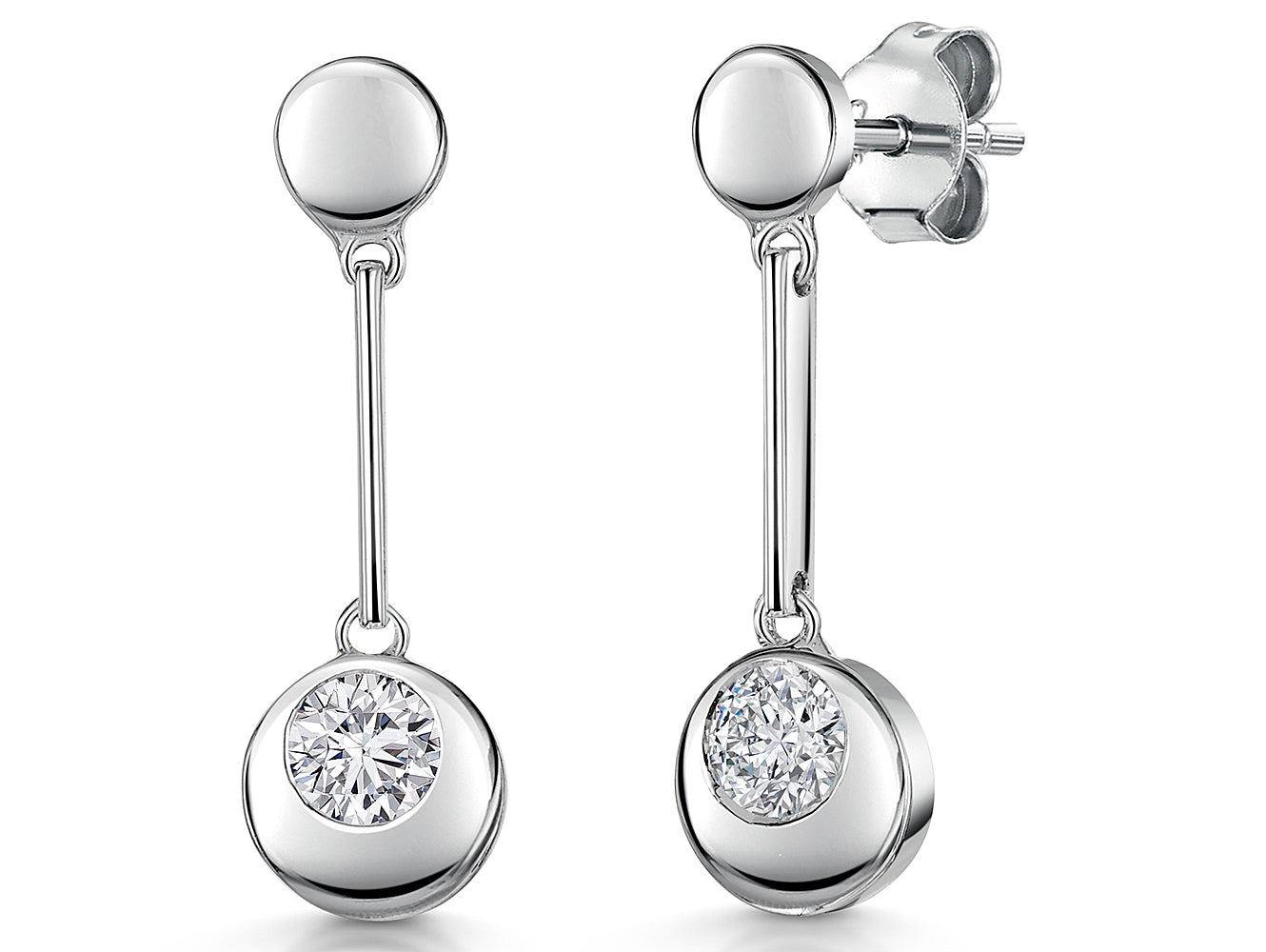 Sterling Silver Round Drop Earrings