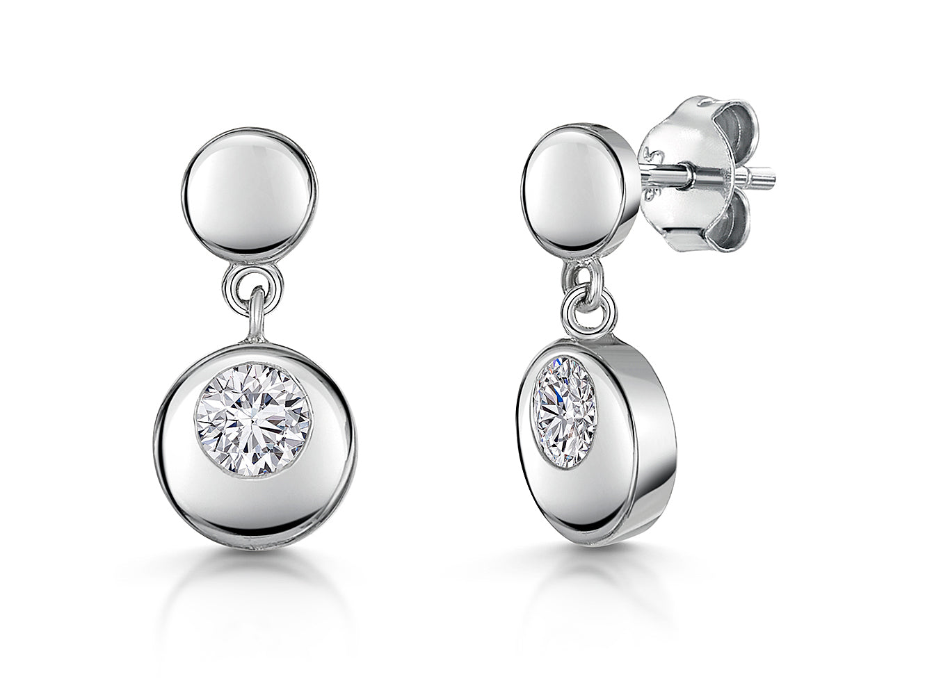 Sterling Silver Short Circle Drop Earrings