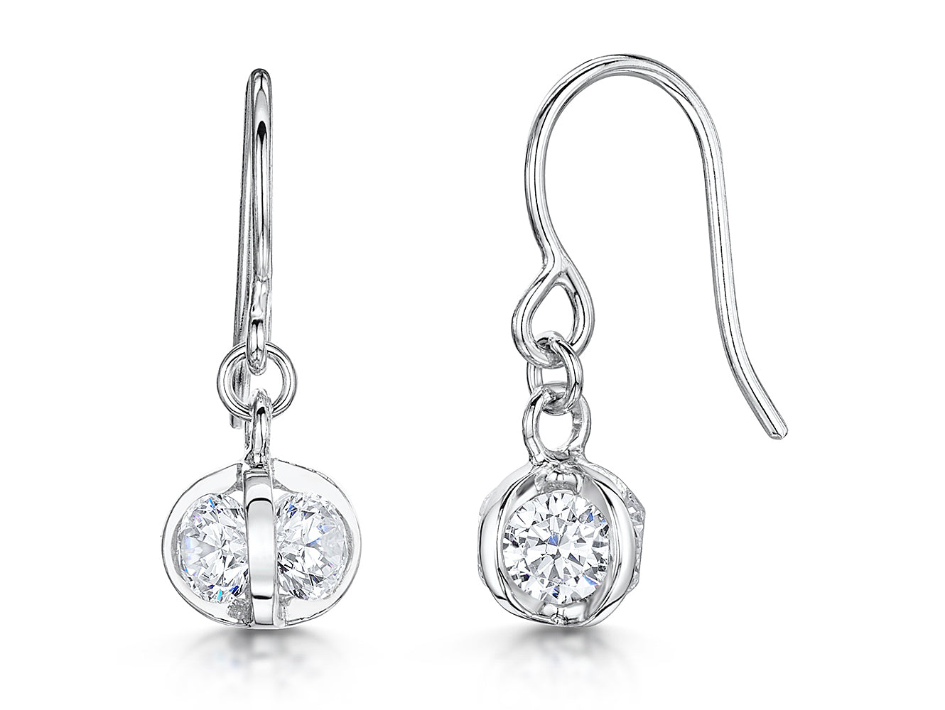 Sterling Silver Sphere Cubic Zirconia  Earrings