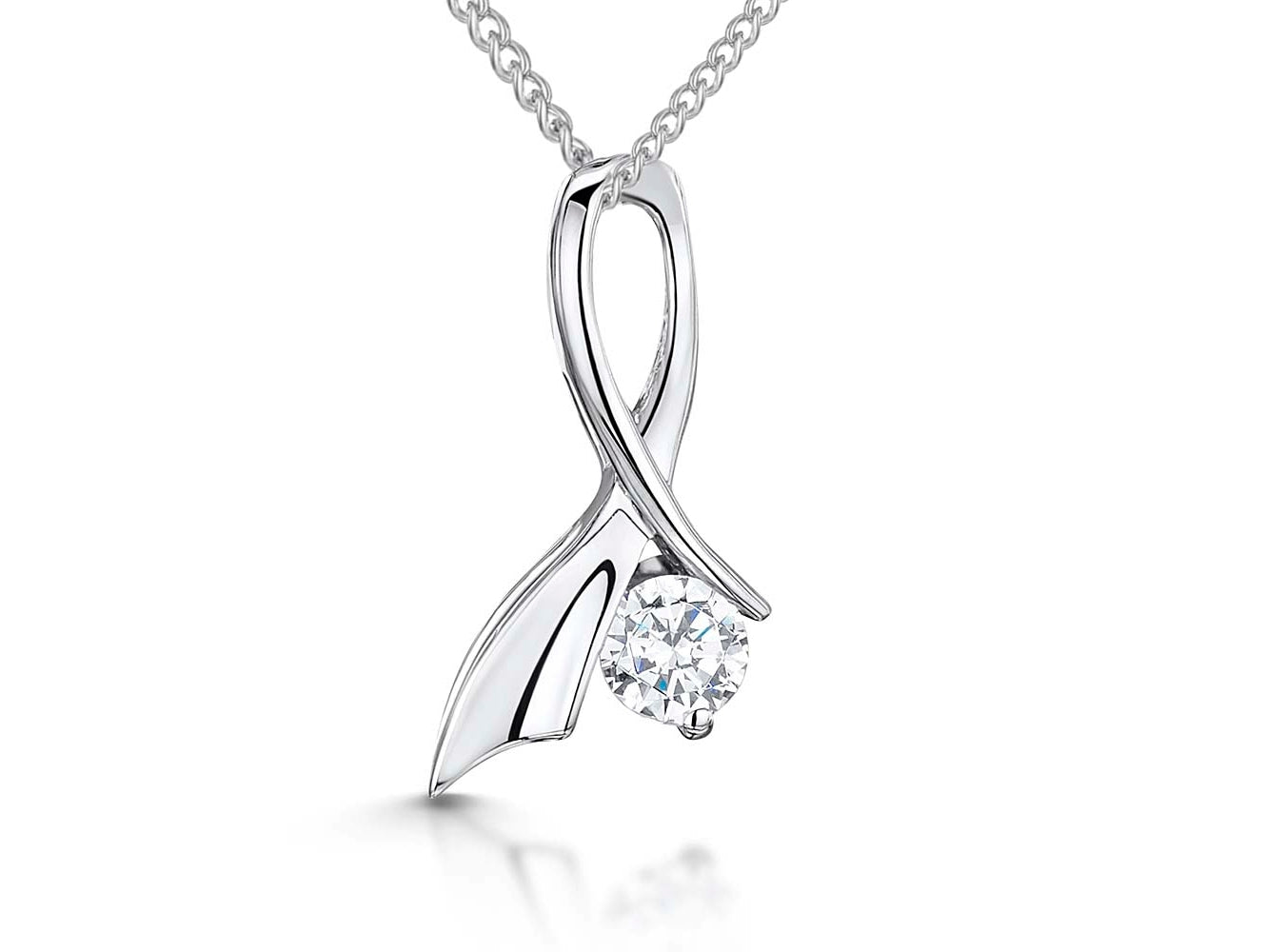 Sterling Silver Pendant Set With Cross Over Cubic Zirconia Stone