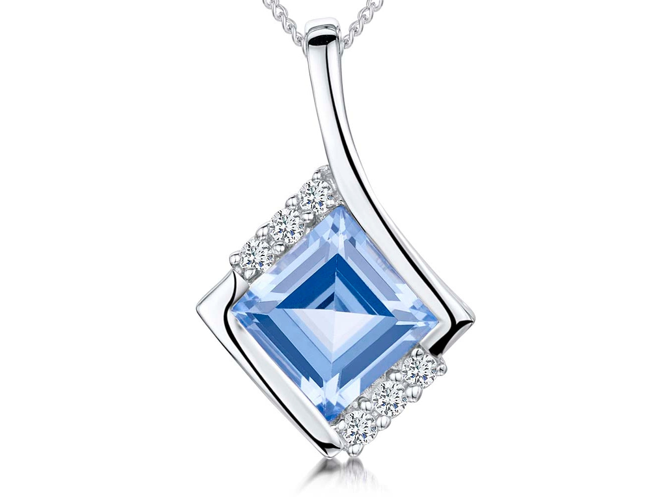Sterling Silver Blue Topaz Cubic Zirconia  Pendant