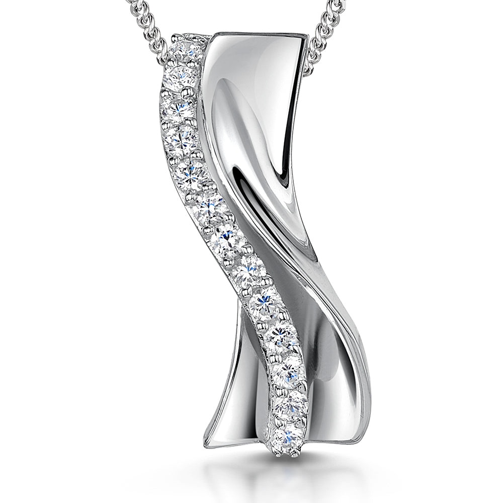 Sterling Silver Twisted Ribbon Shape Pendant