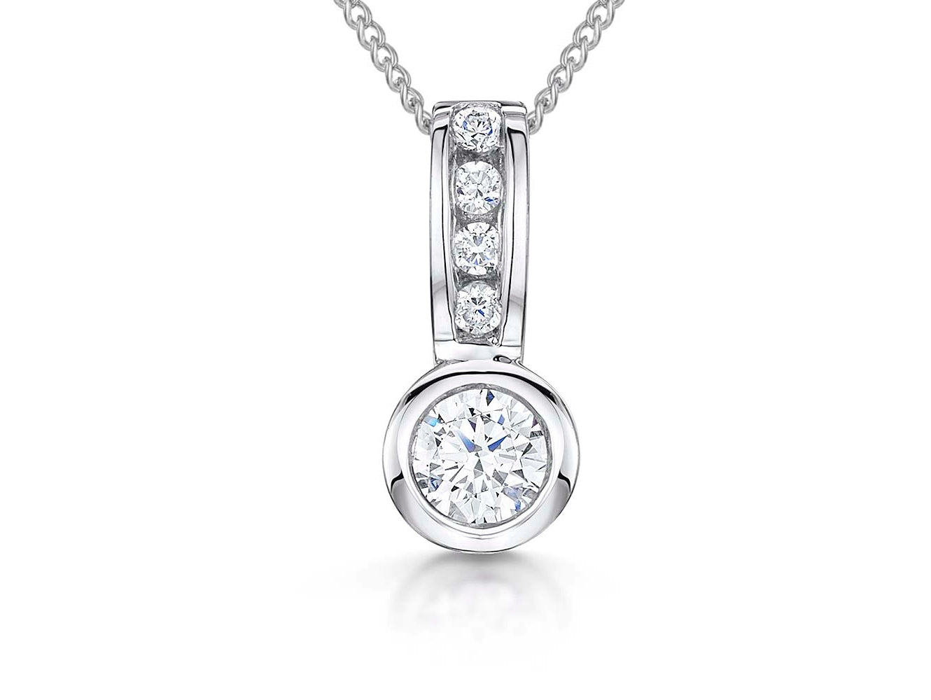 Sterling Silver Round  Solitaire Pendant