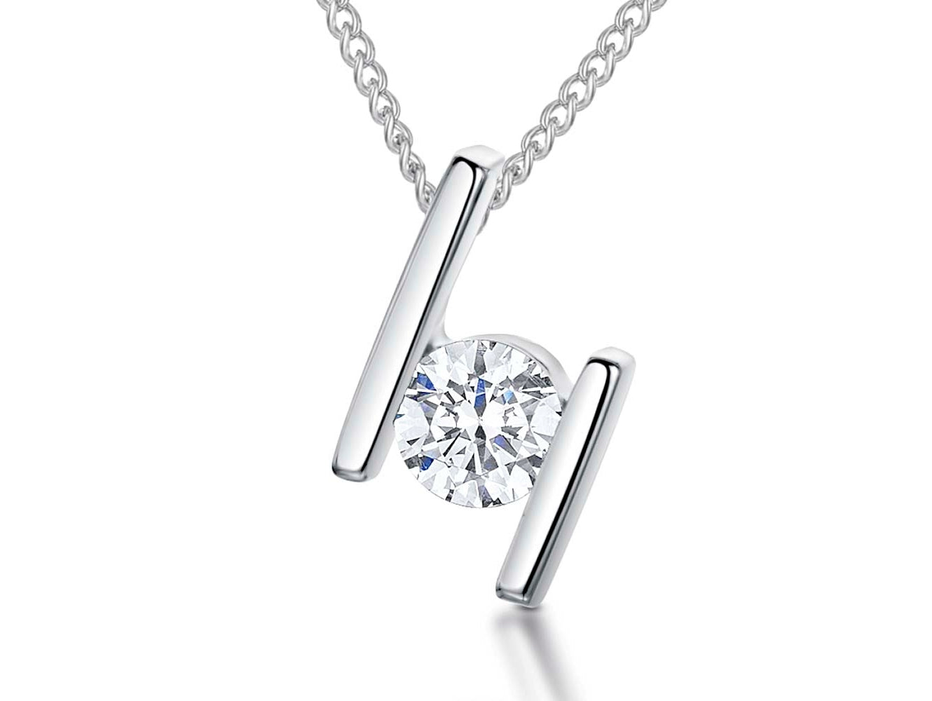 Sterling Silver Solitaire Bar Pendant