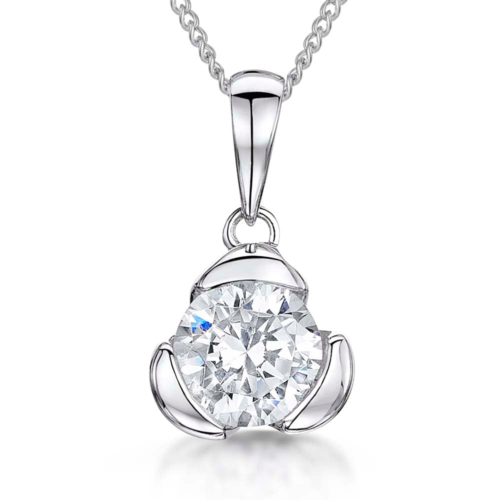 Sterling Silver Half Carat Round Cubic Zirconia Pendant
