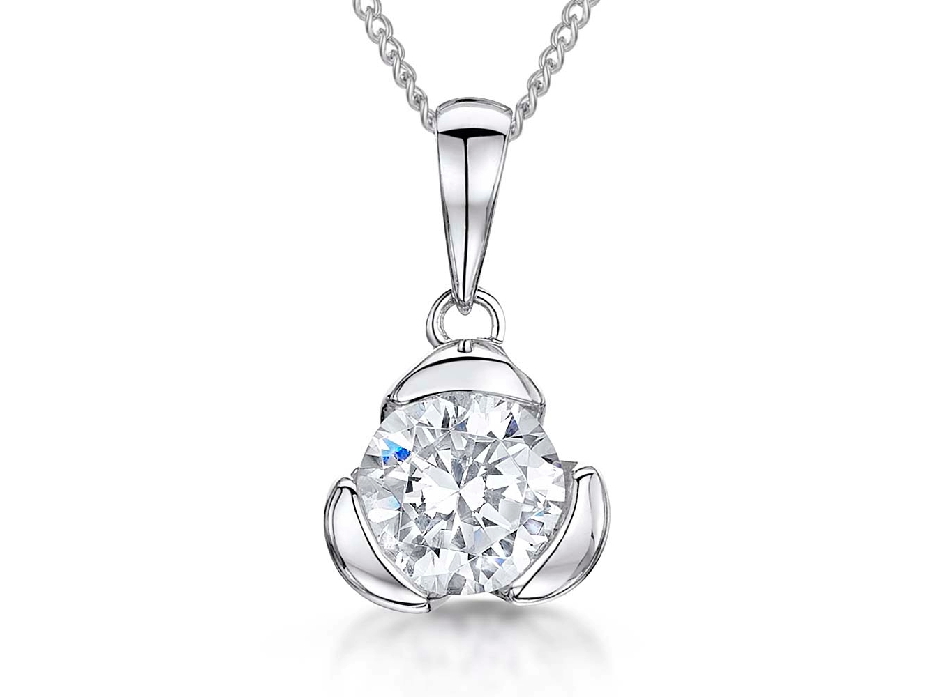 Sterling Silver Half Carat Round Cubic Zirconia Pendant