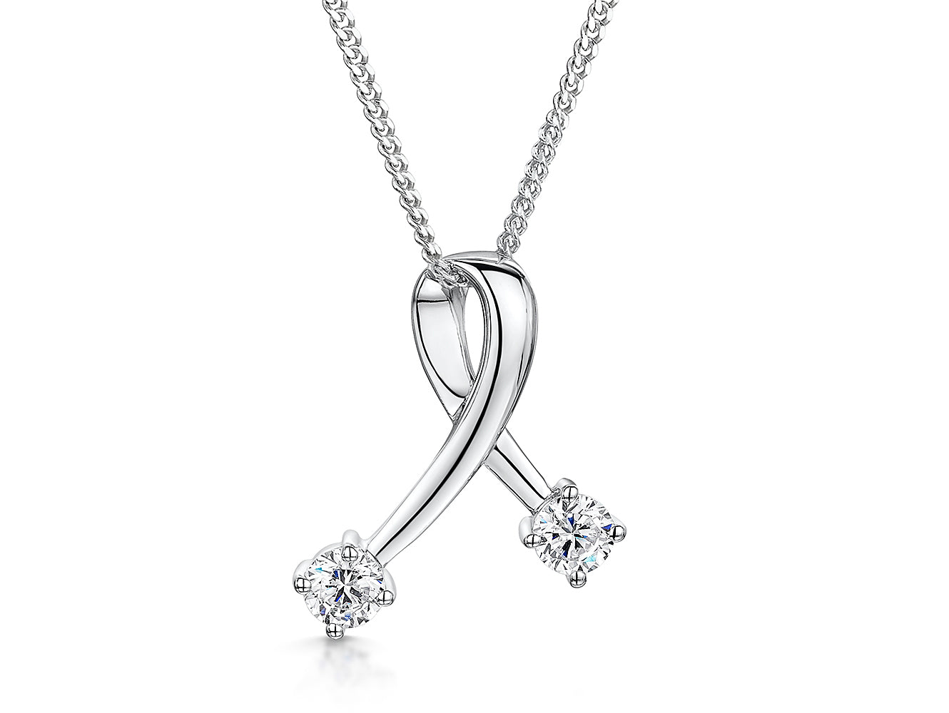 Sterling Silver Kiss  CZ Pendant