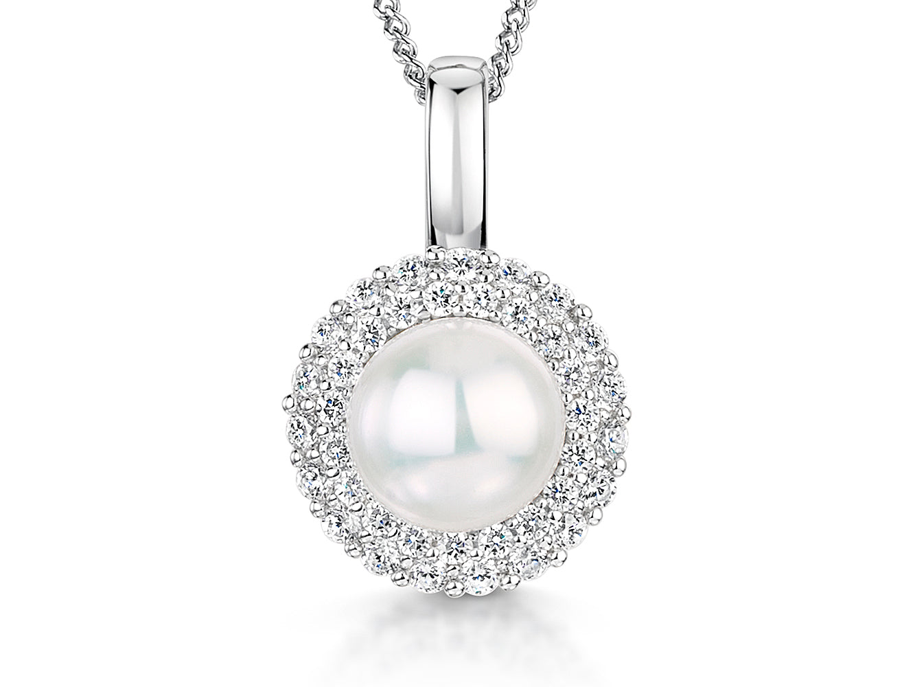 Silver Pearl Halo Necklace