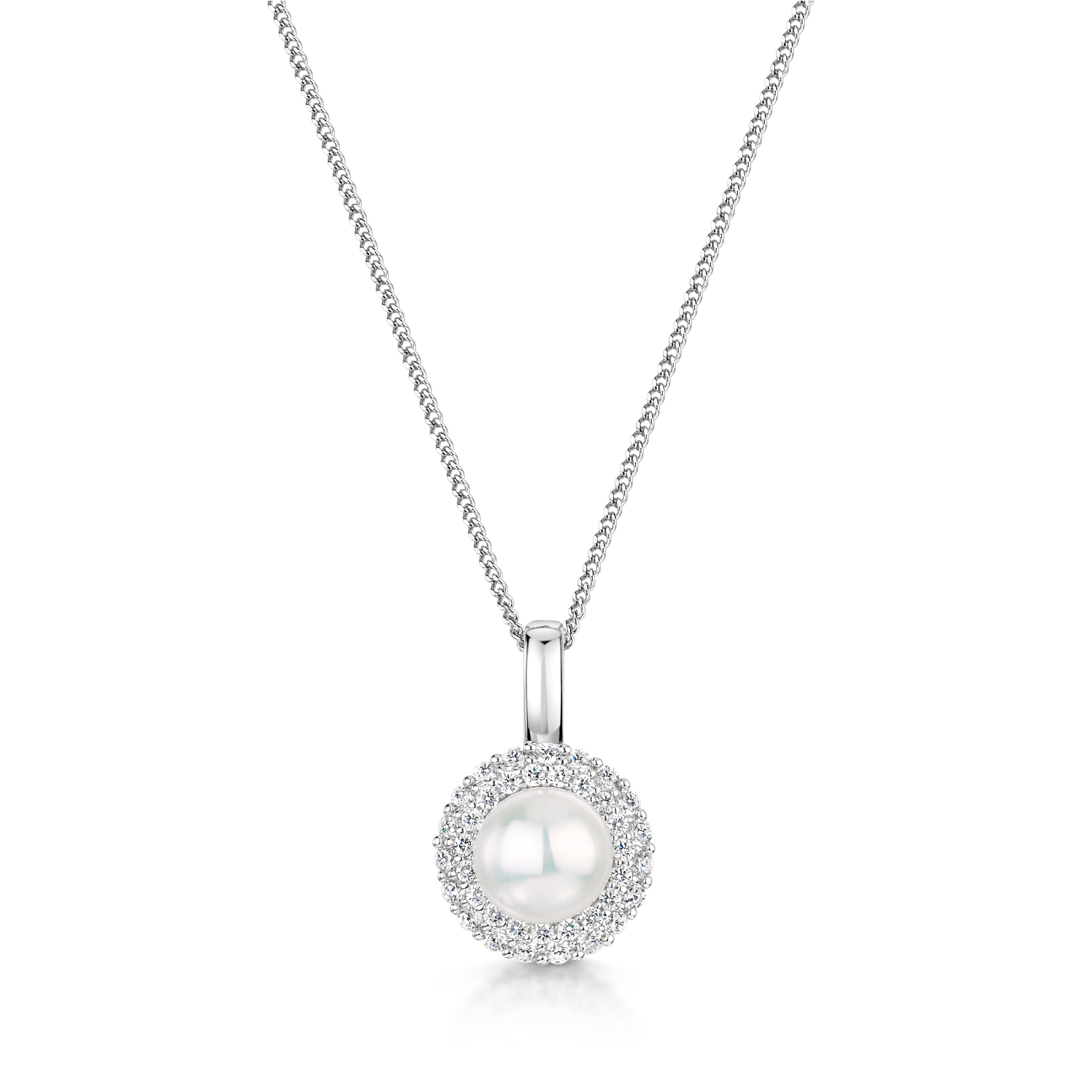 Silver Pearl Halo Necklace