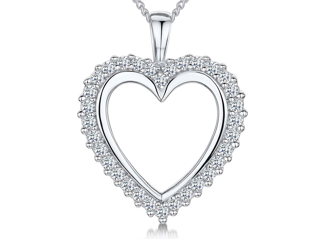 Sterling Silver Halo Heart Heart Pendant
