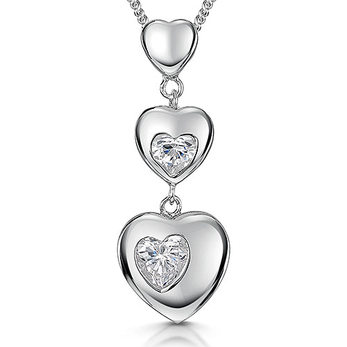 Sterling Silver Bubbly Hearts Pendant