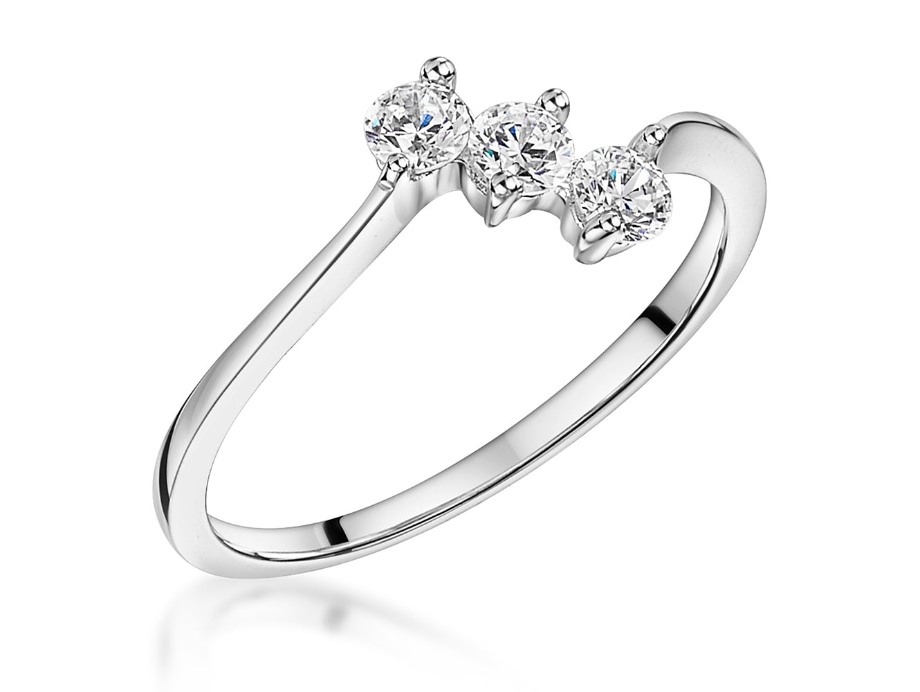 Sterling Silver Ring With A Row of 3 Cubic Zirconias