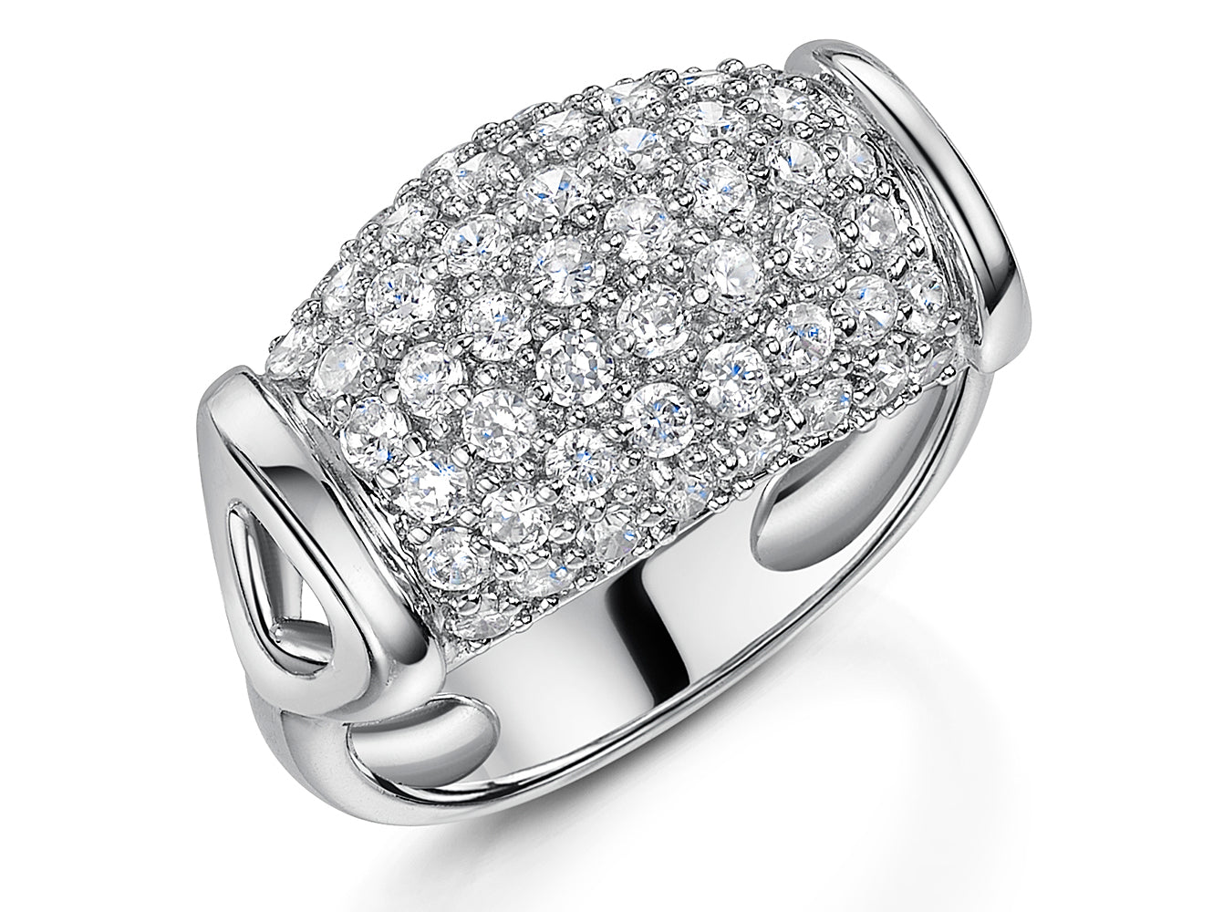 Sterling Silver Ring With Pave Set Dome