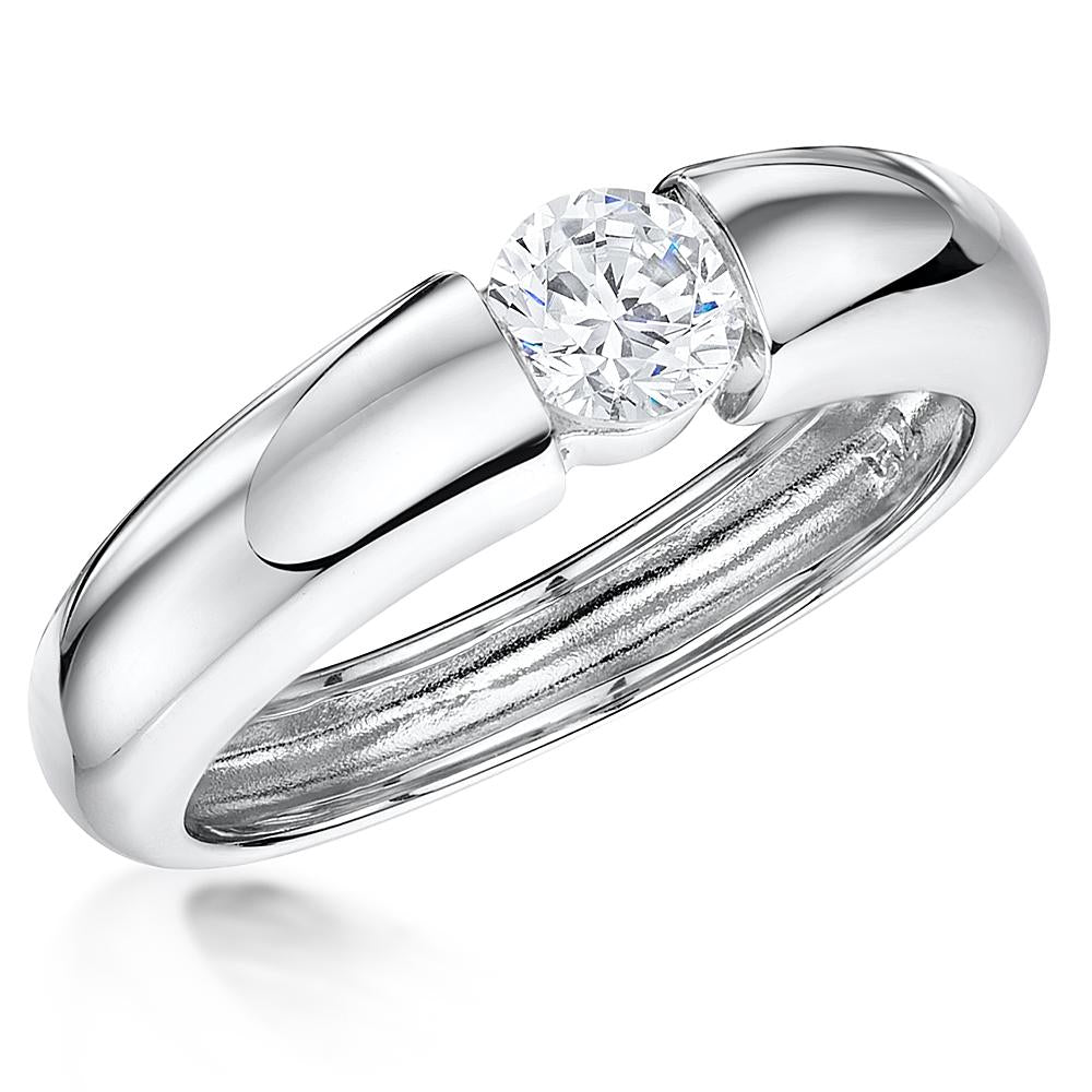 Sterling Silver Tension Set Solitaire Ring