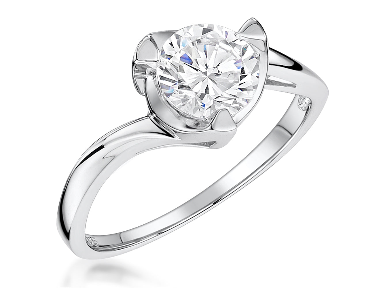 Sterling Silver Twisted Set Solitaire Ring