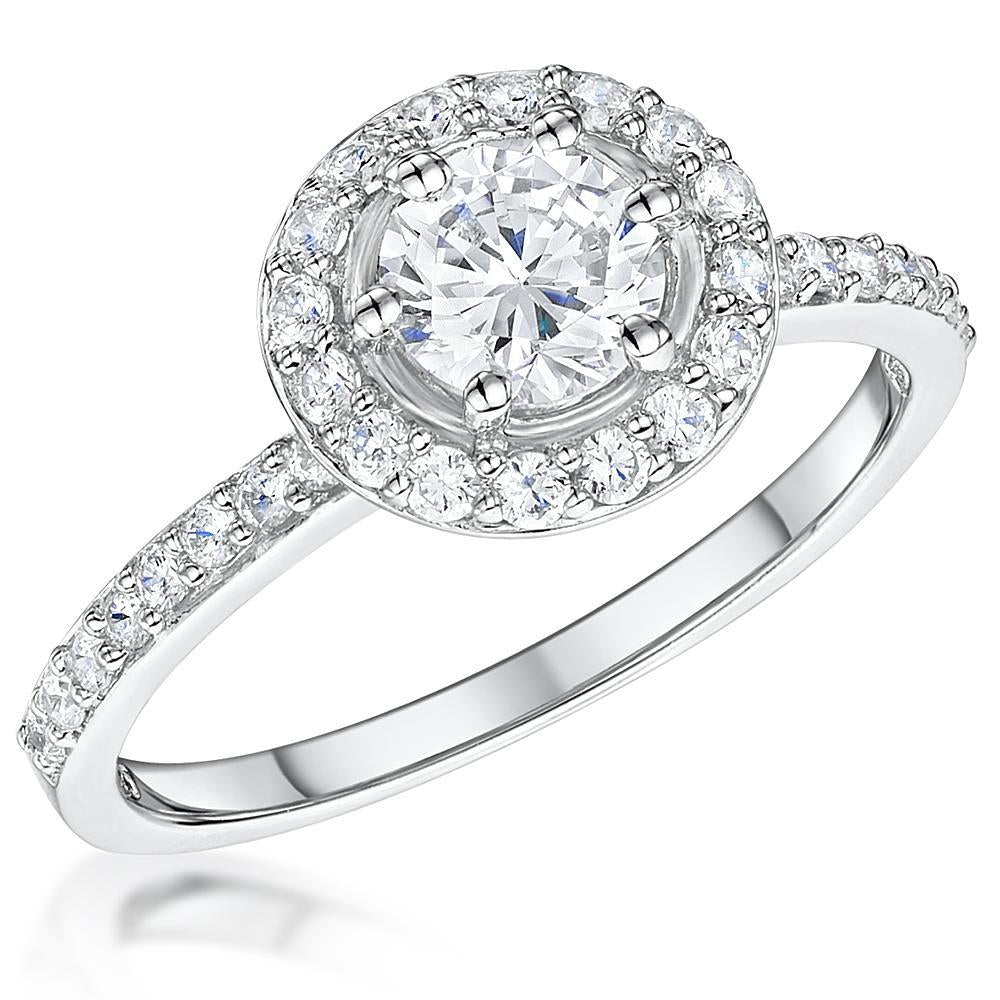 Sterling Silver 1 Carat Halo Ring Set