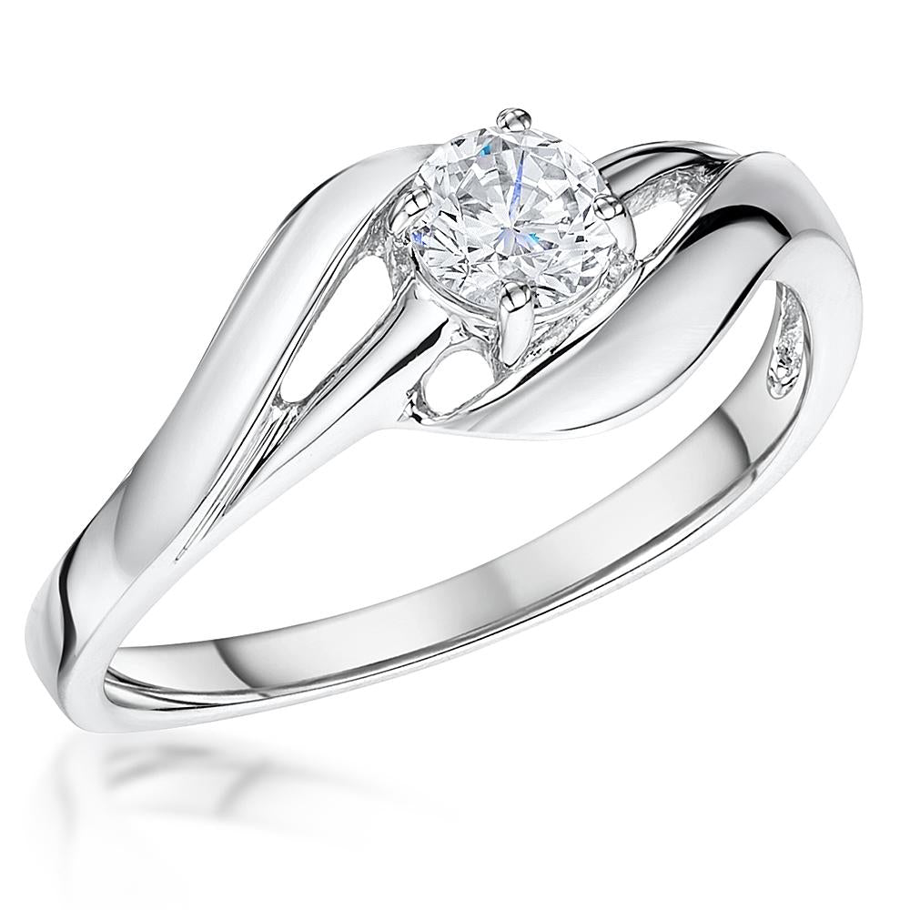 Sterling Silver Open Twist Cubic Zirconia Ring