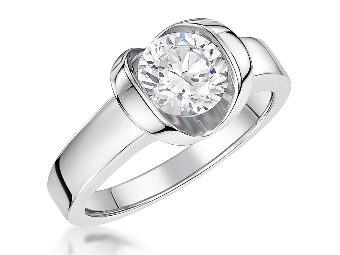 Sterling Silver Solitaire Ring With Open Setting