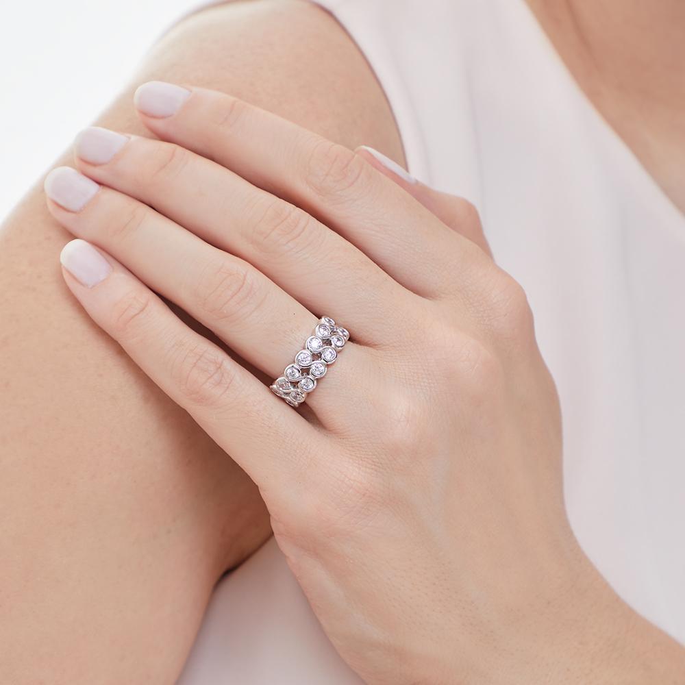 Sterling Silver   S Shape Cubic Zirconia Ring