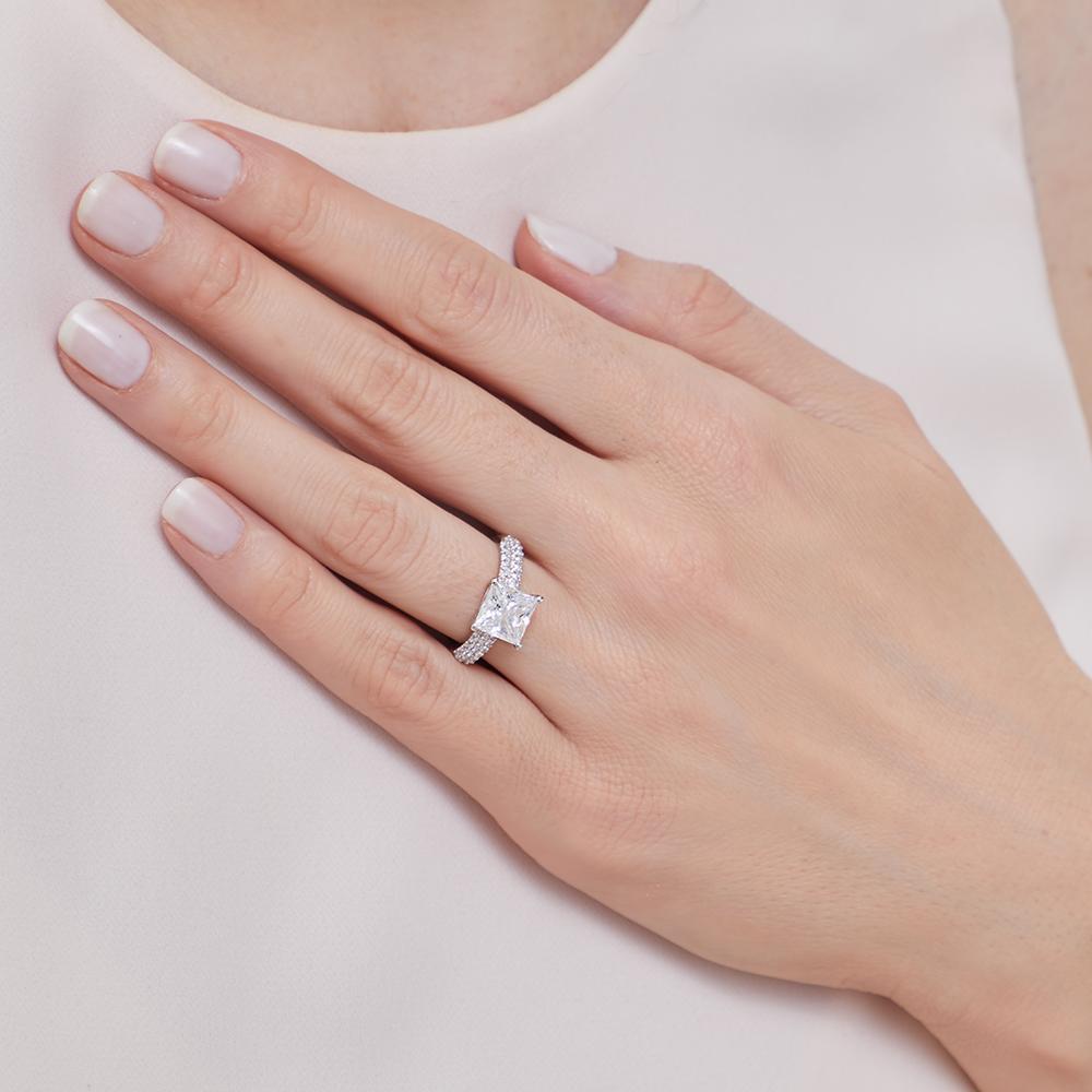 Sterling Silver 3ct Square Solitaire Ring
