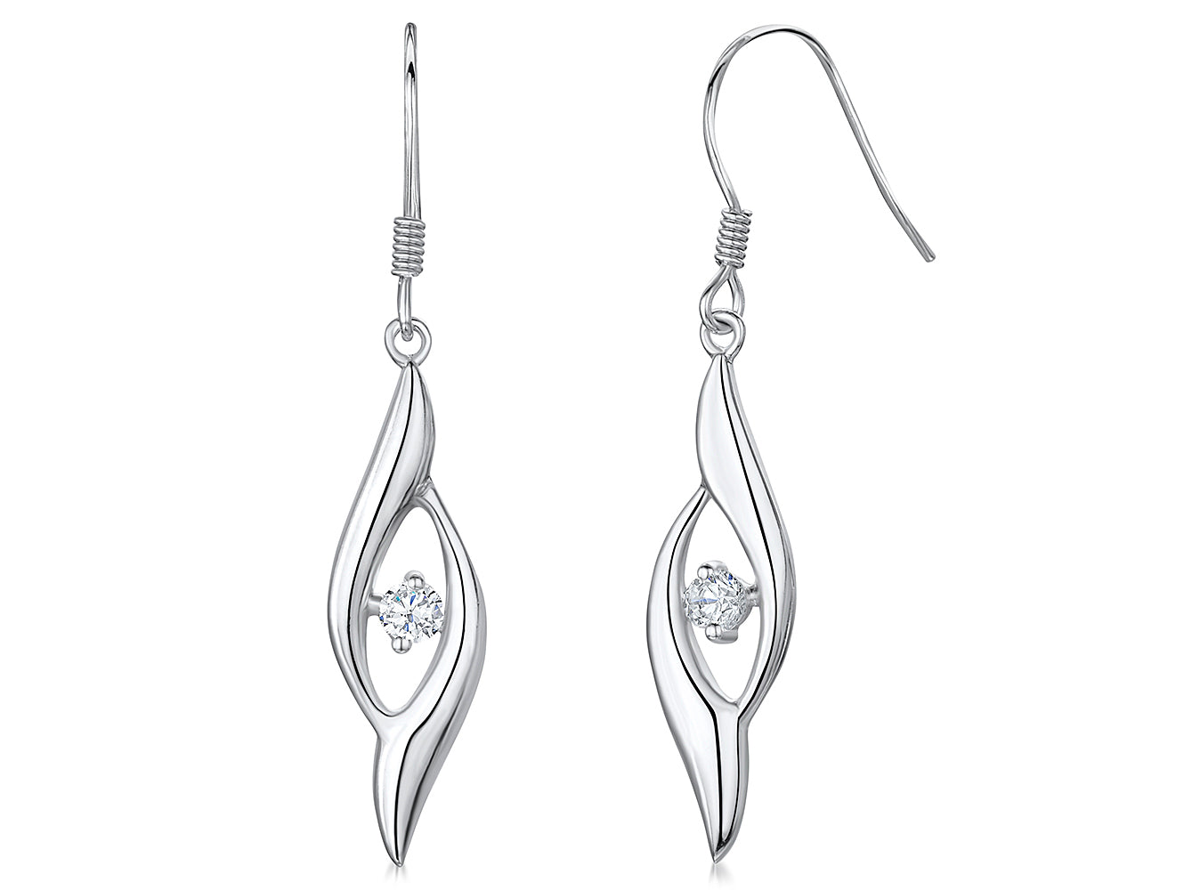 Sterling Silver  Open Oval Twist  Earrings