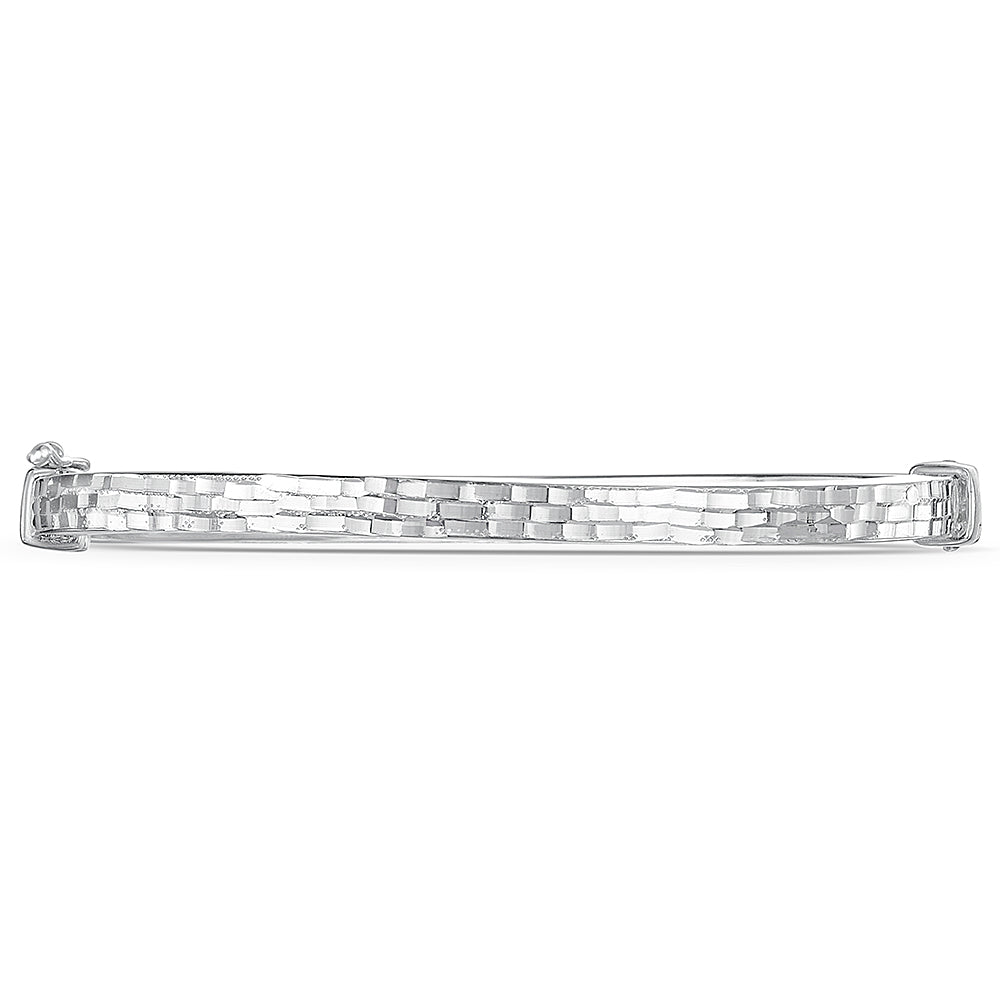 Sterling Silver Bangle With A Textured  Mosaic Finish