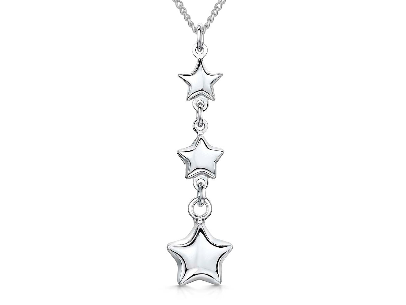 Sterling Silver Pendant With 3 Bubbly Stars