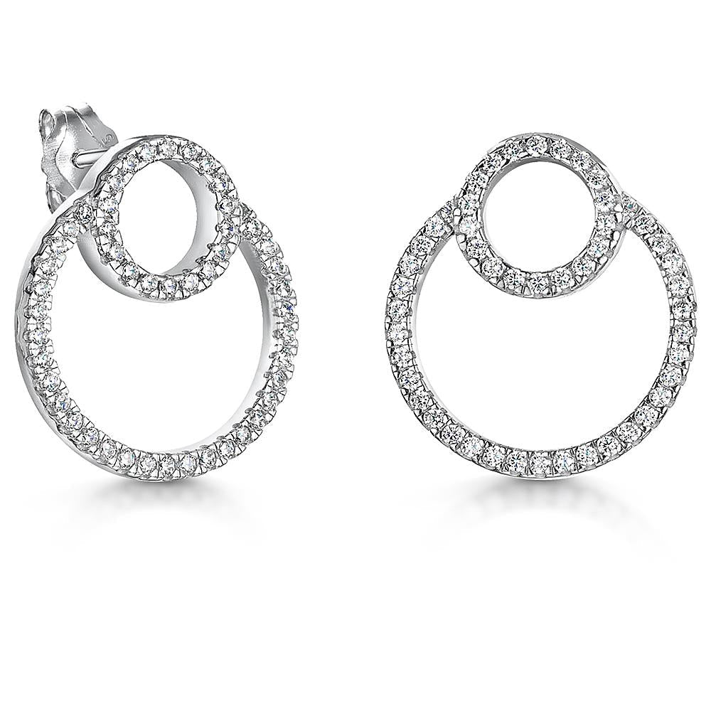 Sterling Silver Twin Circle Overlapping Stud Earrings