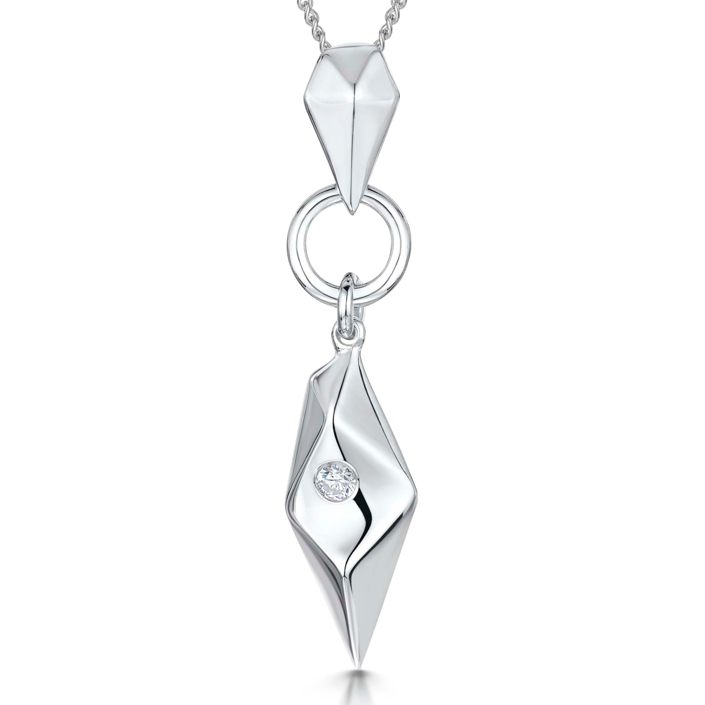 Sterling Silver Pebble Pendant on Drop Ring