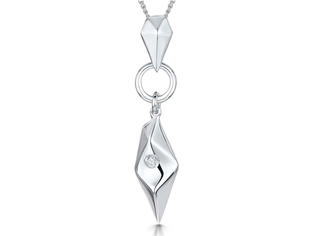 Sterling Silver Pebble Pendant on Drop Ring