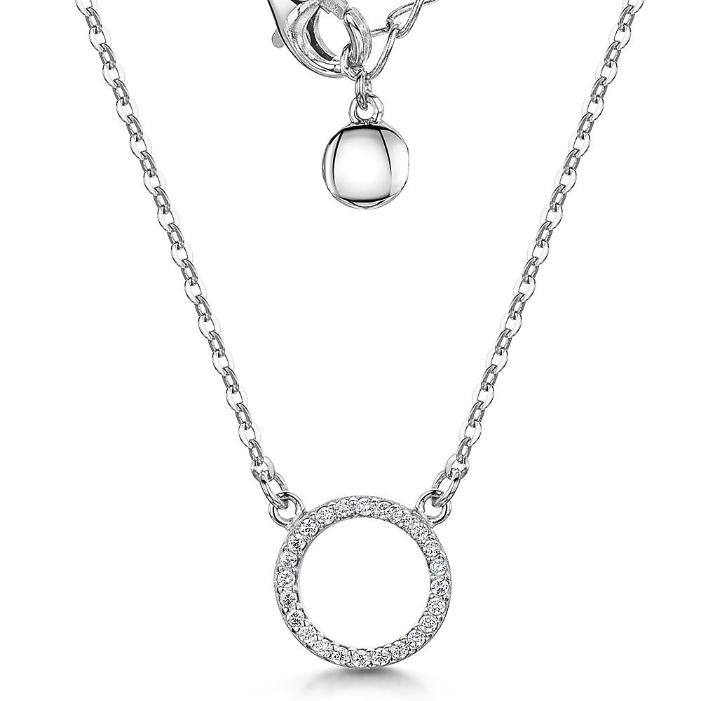 Sterling Silver Circle Set With White Cubic Zirconia Stones