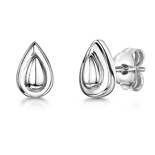 Sterling Silver Teardrop  Earrings With Bubbly Centre