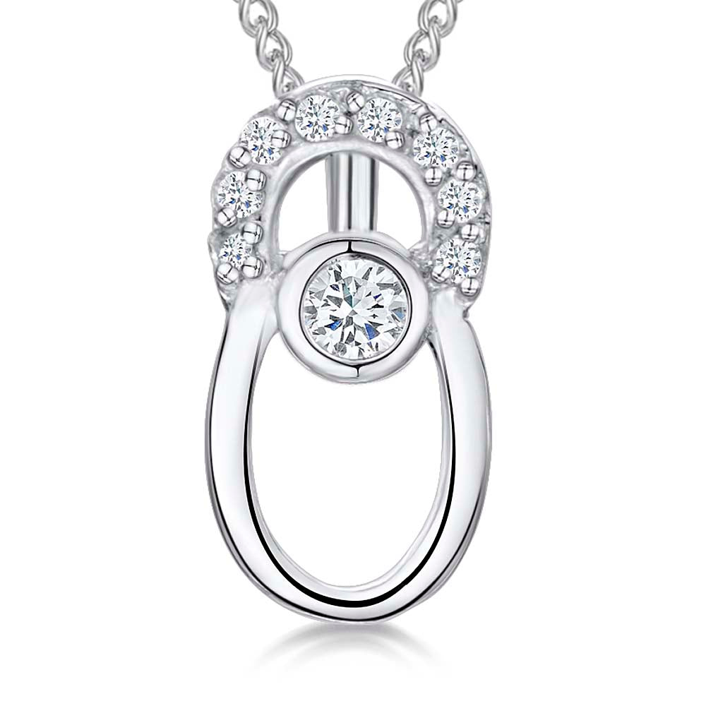 Small Oval Pendant With Cubic Zirconias